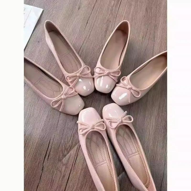 Women Shoes Size - Kadın Bale Ayakkabıları Kare Burunlu Fiyonklu