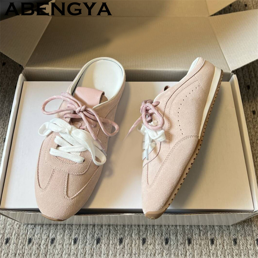 Women Shoes Sneakers - Kadın bağcıklı rahat düz terlik yaz