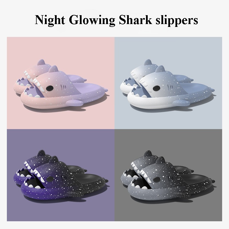 Women'S Shoes To Men'S Size - Sevimli Karikatür Köpekbalığı Terlik Kadın Erkek