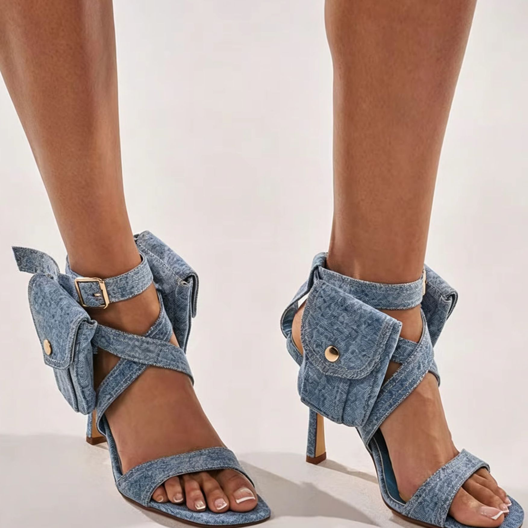 Women'S Shoes Y2K - Kadınlar Mavi Denim Cep Ayak Bileği