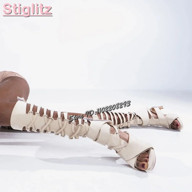 Strappy Heeled Sandals - Retro Çapraz Bağcıklı Roma Sandaletleri Düz