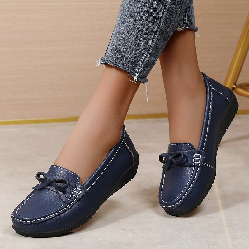 Hakiki Deri Kadın Flats Moda S - Women'S Shoes Loafers Black incelemesi ve fiyatı
