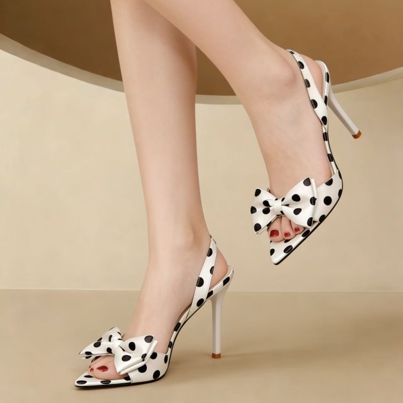 Fransız Puantiyeli Fiyonklu Si - Strappy Heeled Sandals incelemesi ve fiyatı