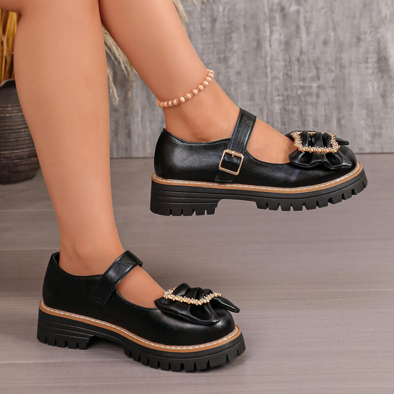 Tatlı Fiyonk Süslemeli Kalın T - Women'S Shoes Loafers Black incelemesi ve fiyatı