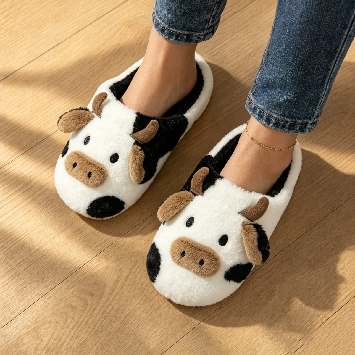 Rahat İnek Desenli Peluş Terli - Women'S Shoes To Men'S Size incelemesi ve fiyatı